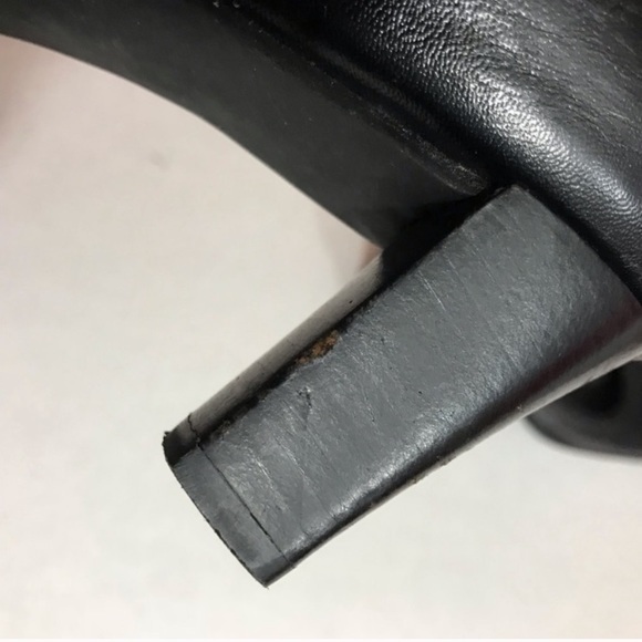 Stuart Weitzman Black Leather Square Toe Block Heel Pumps 10 - Picture 3 of 6